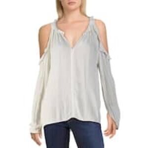 VELVET BY GRAHAM & SPENCER cold shoulder ruffle blouse NWT Neutral Boho Top